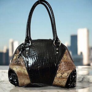 Johnson & Murphy Faux Snakeskin and Crocodile Shoulder Bag